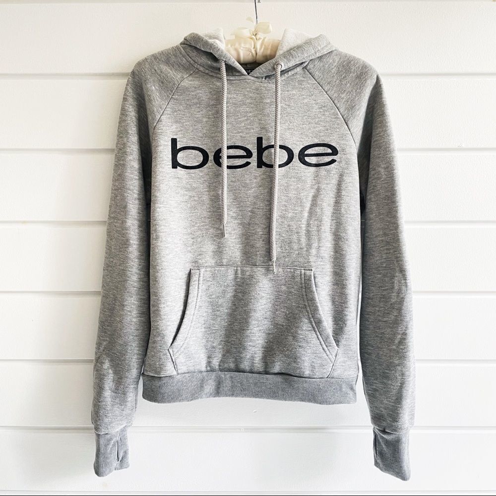 Bebe Sports Women’s Pullover Hoodie Sweatshirt In Grey Size Medium